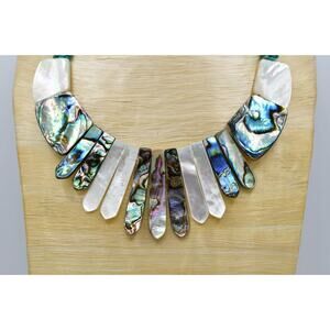 Jay King DTR Sterling 925 Abalone Shell Turquoise Necklace Vintage Tribal BinM